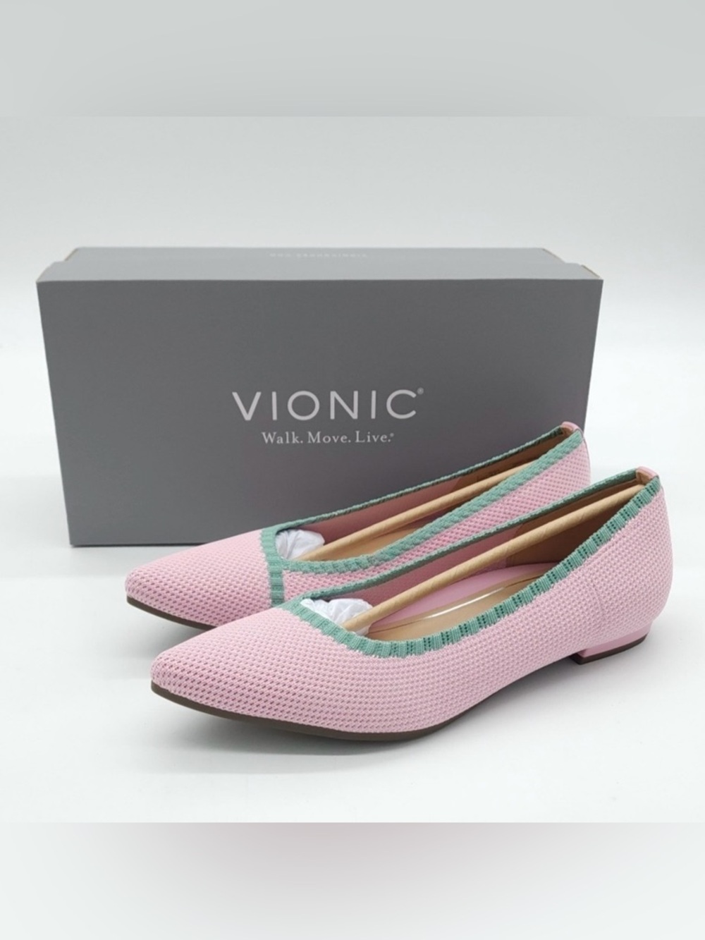 NIB Vionic Dahlia Knit Pink/ Green Ballet Flats